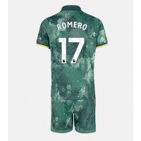 Camisa de Futebol Tottenham Hotspur Cristian Romero #17 Equipamento Alternativo Infantil 2024-25 Manga Curta (+ Calças curtas)